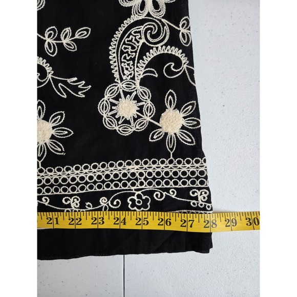 Studio West Apparel Women's L Black Cotton A-Line Skirt with Embroidered Flowers - Picture 11 of 12